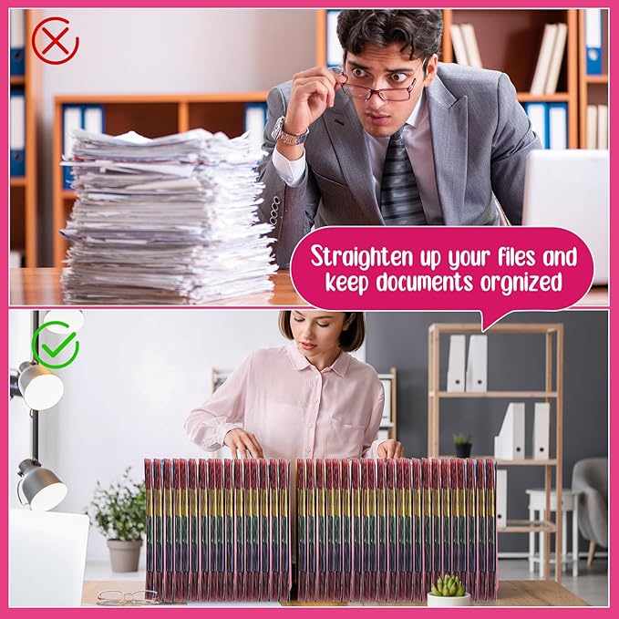 2 Set 50 Pcs Alphabet File Dividers A-z Top Tab Guides Set, Letter Size Filing Organizers 1/5 Cut Alphabetical File Folder Tabs for Home, Office, School(Bright Colors)