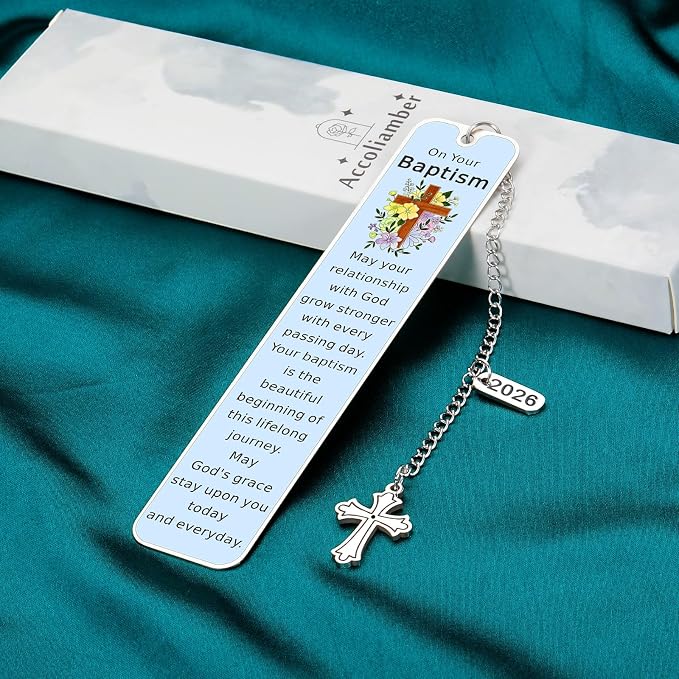 Baptism Gifts for Boys Girl Baptism Gifts for Men Women Youth from Godparent Catholic LDS Christening Gift Christian Faith Cross Bookmark for Baptized Keepsake Baptism Gift Idea Baptism Party Favors
