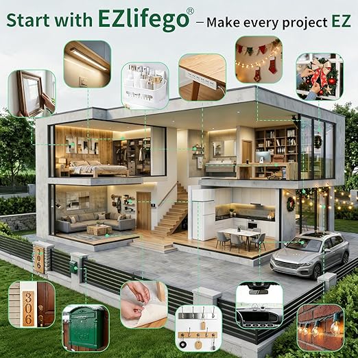 EZlifego Double Sided Tape Heavy Duty(Extra Large, Pack of 2, Total 396 Inch), Nano Double Sided Adhesive Tape, Clear Mounting Tape Picture Hanging Strips, Removable Wall Tape Sticky Poster Tape Decor
