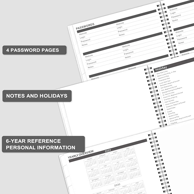 2026-2030 Monthly Planner/Calendar - Jan 2026 - Dec 2030, 5 Year Monthly Planner with Tabs & Celebrity Quotes, 9" x 11", Famous Quotes, Two-Side Pocket, Suitable for Long-Term Planning, Grey