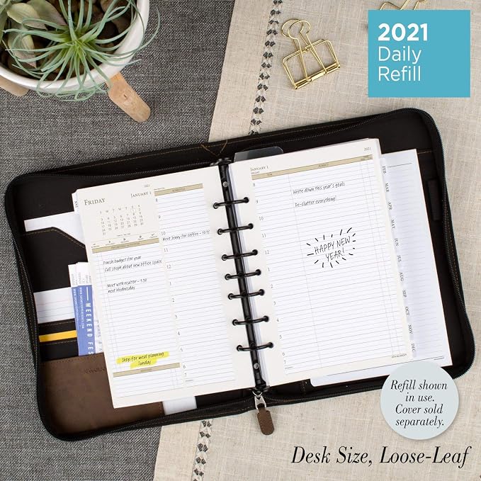 2021 Daily & Monthly Planner Refill by AT-A-GLANCE, 92010 DAY-TIMER, 5-1/2" x 8-1/2", Size 4, Two Page per Day (481-225A-21)