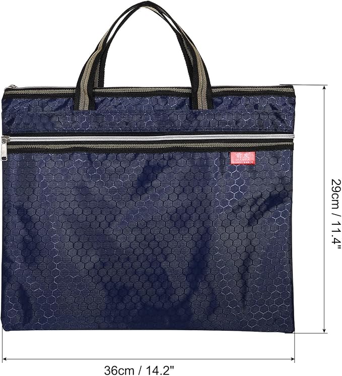 PATIKIL Waterproof Zipper File Bag, Documents Books Tools Storage Zip Pouch for Office Travel, Navy Blue