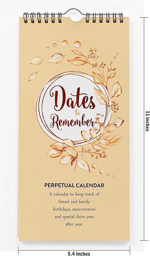 Leaves Perpetual Calendar Birthday Wall Hanging Anniversary Special Event Reminder Calendar Book Journal Stationary Wall Hanging Birthday Gift Card Planner Organizer