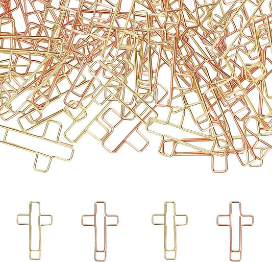 60PCS Cross Paper Clips Bible Bookmark Rose Gold Paper Clips Book Marks for Bibles Study Supplies Bible Study Kit Cute Binder Clip Christian Accessories Christian Gifts for Women