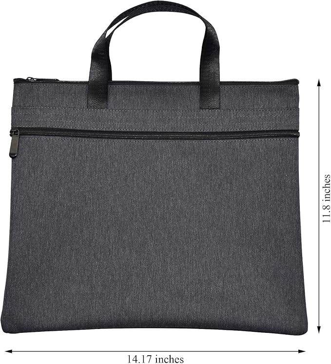 Enyuwlcm Waterproof Zipper Document Bag Handle Meeting Office Organizer Briefcase Black