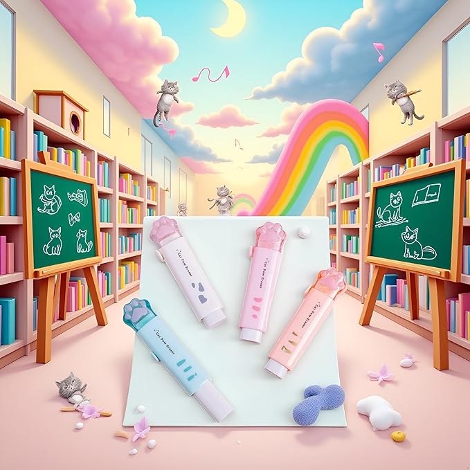 1Pc Student Rubber Rubbing Eraser Retractable,School Supplies and Reward Push-Pull Cat Paw Cute Eraser School Pencil Eraser Pencil Eraser,Standard Pencil Erasers,Erasers Random Color