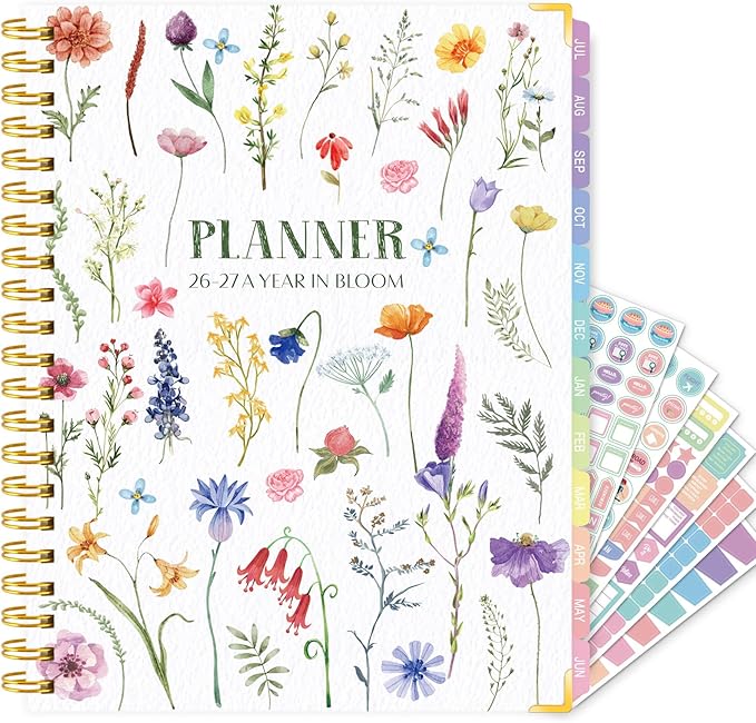 GuassLee Large Academic Planner 2026-2027, Weekly and Monthly Planner from July 2026-June 2027, 8.8"x11.4" Aesthetic Agenda Book with Back Pocket, Stickers, Coated Tabs, A4 Size