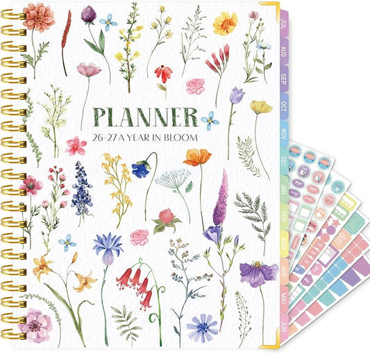 GuassLee Large Academic Planner 2026-2027, Weekly and Monthly Planner from July 2026-June 2027, 8.8"x11.4" Aesthetic Agenda Book with Back Pocket, Stickers, Coated Tabs, A4 Size