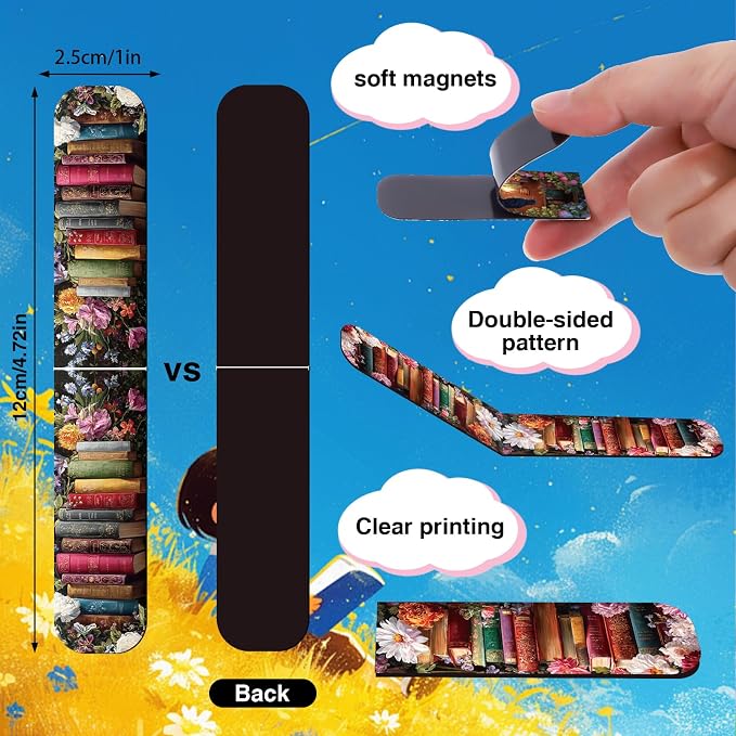 Vintage Books Magnetic Bookmarks Gifts - Wxiben 30 Pcs Retro Floral Bookmarks Magnetic Flower Book Mark Magnets Page Clips Gift for Book Lover Women Men Students Teachers Reading Bookish