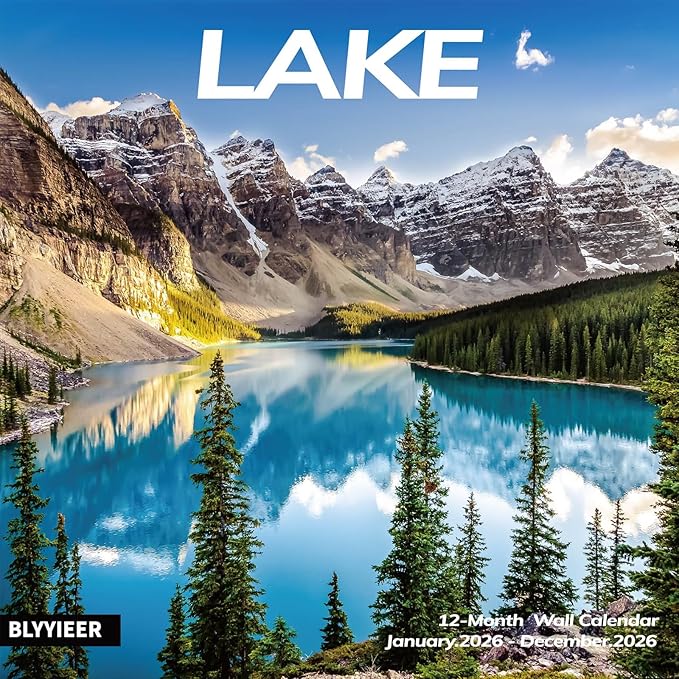 2026 Wall Calendar Lake, 12 Months Hangable Wall Calendars, 12" x 24" (Open), Thick Glossy Paper, Organizing & Planning