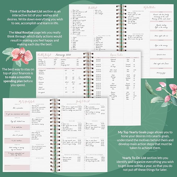 PLANBERRY Large Weekly Planner Premium – Undated Life & Budget Planner – Organizer & Productivity Journal, 8x10.4″ (Natural Green)