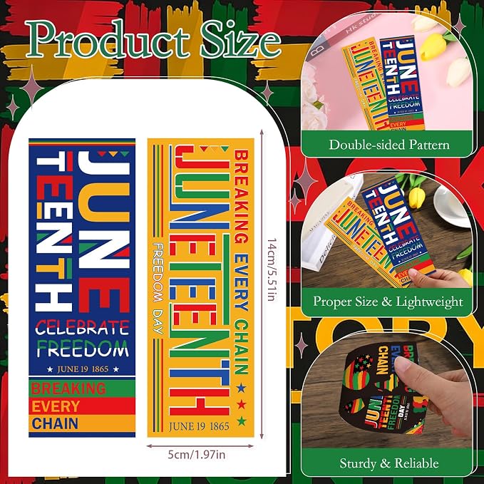 Wxiben Juneteenth Bookmarks Gifts Set - 120 Pcs Freedom Day Bookmarks 1865 African American Book Marks Page Marker Clip Inspirational Favors for June 19th Office School Home Party Supplies