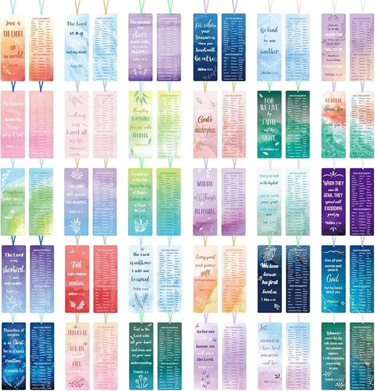 Chinco 120 Pack Bible Verse Bookmarks for Women Christian Scripture Inspirational Book Marks with Ribbons Religious Motivational Bookmarks for Women Men Church Office Gifts Supplies