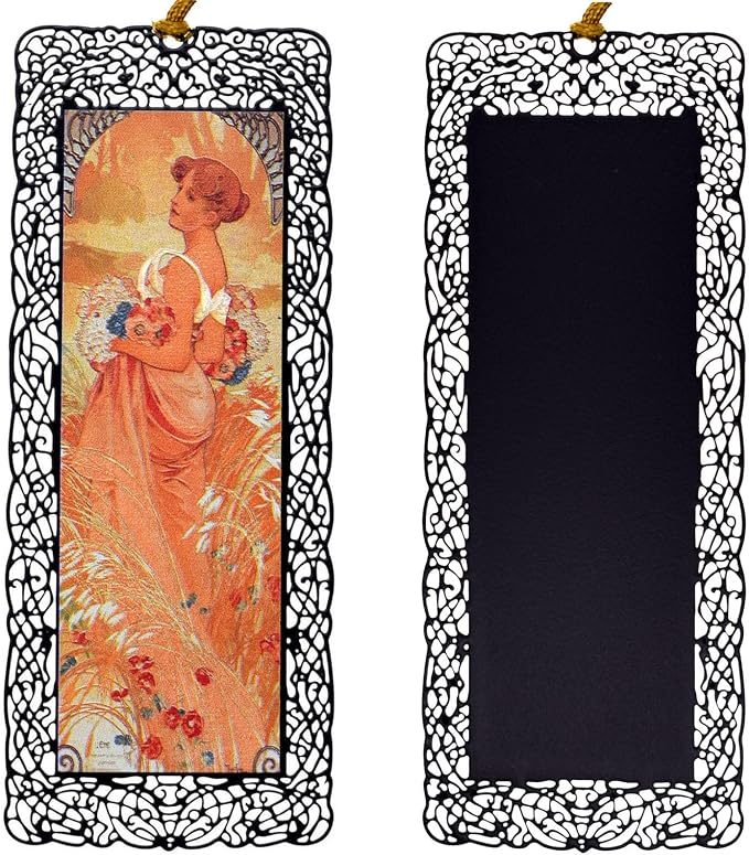 BLBMH Metal Bookmarks for Women Alphonse Mucha Birthday Christmas Gifts Unique Mother's Day Teacher Appreciation Gifts for Book Lovers Friends Readers - Summer