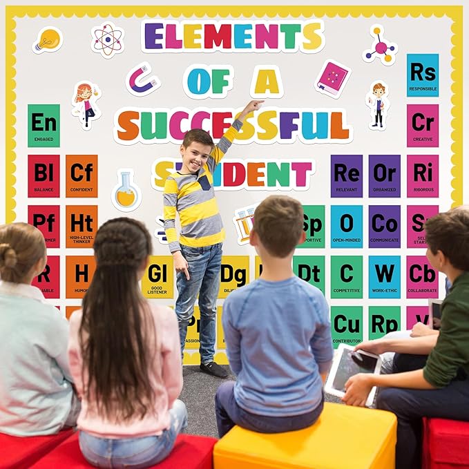 Mooliwe Science Chemistry Bulletin Board Decorations Set Chemistry Periodic Table Poster Bulletin Board Kit Paper Cutouts for Back to School Classroom Laboratory Home Wall Door Decor Supplies