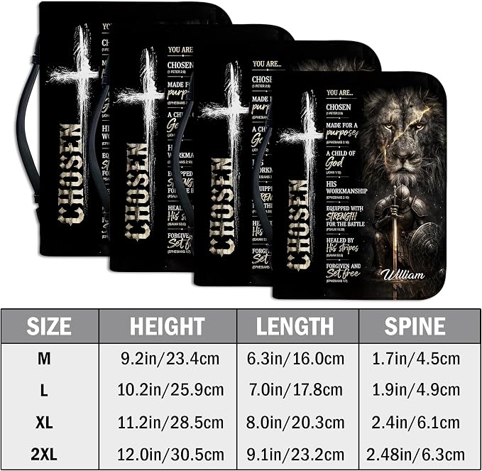 Personalized Man of God Bible Cover for Men, Christian PU Leather Bible Case with Handle Zipper, God Says I Am Warrior Scripture Bible Holder, Religious Gift for Men (You are Chosen)