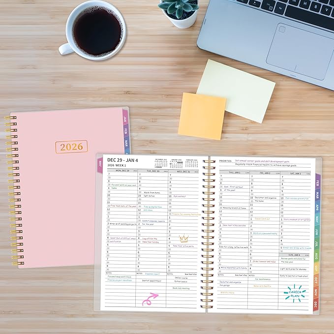 2026 Appointment Book, 30 Minutes-Hourly, Weekly ＆ Monthly Calendar Planner 2026, Jan 2026 - Dec 2026, 6.2'' x 8.4'', 2026 Daily Planner with Tabs ＆Pocket, Flexible Cover, Great for Office, Home, School