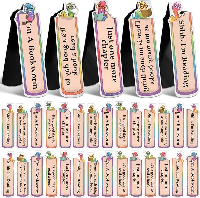 100 Pcs Magnetic Worm Bookmarks Bulk End of The Year Gifts for Students Back to School Funny Cute Magnet Page Markers for Students Teachers Classroom Rewards Reading Party Favors for Book Lovers