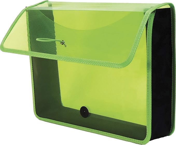Lion Expand-N-File Poly Expanding Wallet, Letter (9-1/2 inch x 12 inch), 3 inch Gusset, Transparent Green, 1 Wallet (48160-GR)