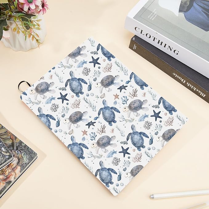 CRASPIRE Turtle Stretchable Book Cover Sea Animal Washable Reusable Large Nylon Book Protector Elastic Notebook Wraps Suitable for Hardcover Books Classroom Students