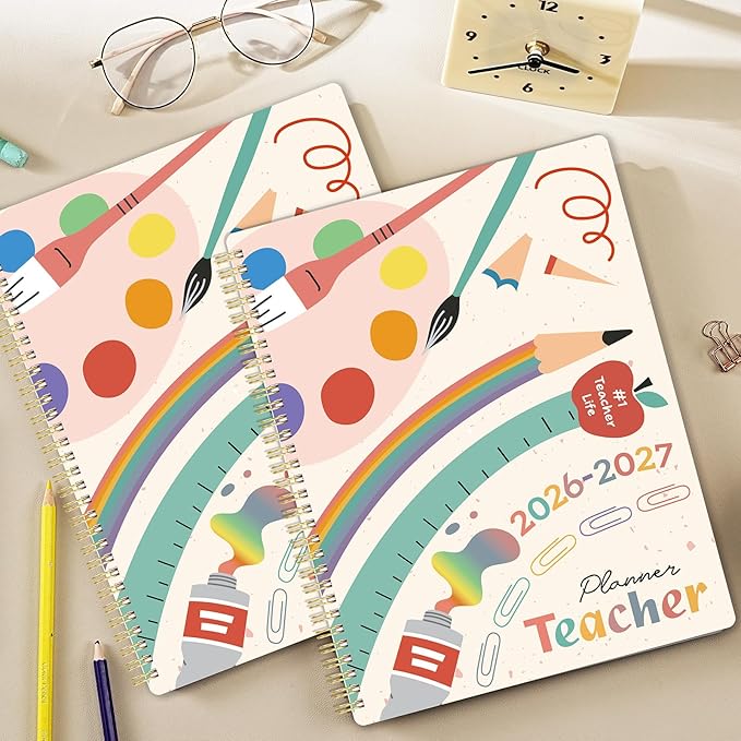 Teacher Planner 2026-2027 - Teacher Lesson Planners 2026-2027 from July 2026- June 2027, Academic Planner for School Year with Colorful Tabs and Inner Pocket, 8.5" x 11"