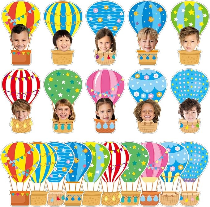 80Pcs Colorful Hot Air Balloons Cutouts Back to School Bulletin Board Hot Air Balloons Accents Paper Cut-Outs Classroom Decor for Kids DIY Craft Photo Wall Kindergarten Preschool Party Favor Supply