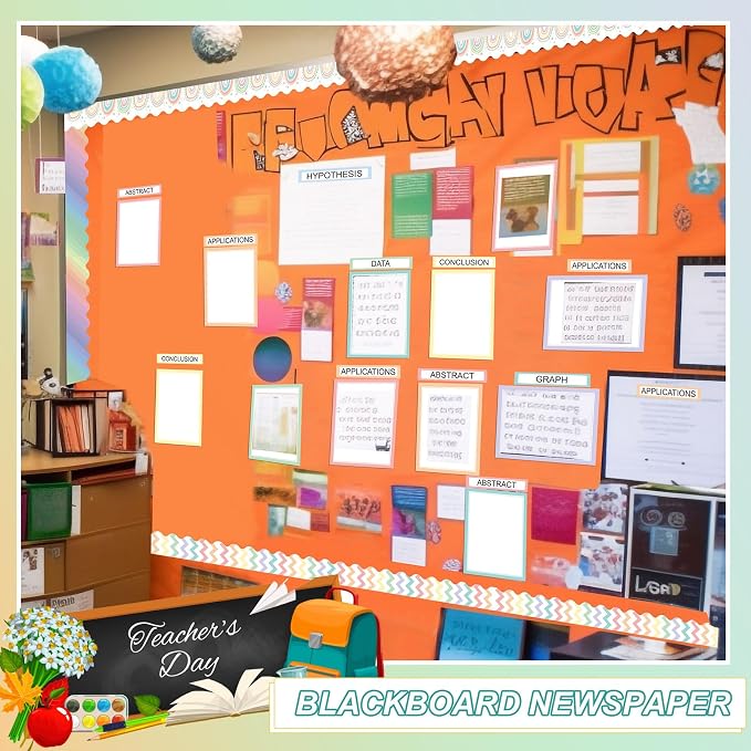 Fuyoooo 90 Pcs Science Fair Board Supplies 60 Trim Scalloped Bulletin Board Borders 24 Presentation Board Subtitles 6 Science Fair Titles for Classroom Display Boards (Pastel)