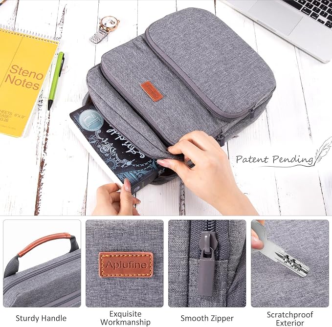 Aplufine Large Book Sleeve with Zipper, Book Pouch(9.5 X 12.5), Book Protector Pouch, Book Sleeve for Book Lovers, Book Cover, Book Carrying Case for Book Accessories, Study Suppliers