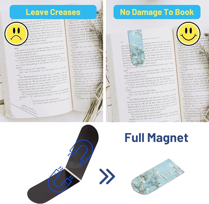 16 PCS Magnetic Bookmarks - Bookmarks for Book Lovers, Bulk Book Marks, Oil Painting Magnetic Bookmark for Women, Men, Kids, Students