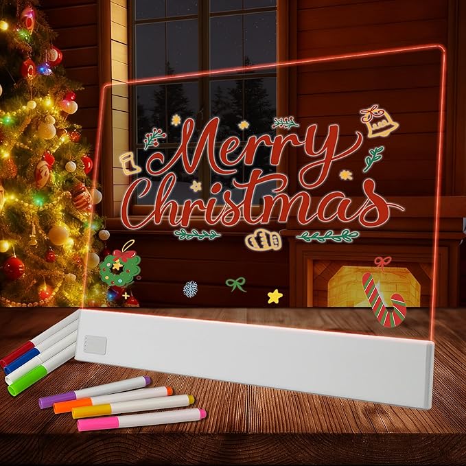 LED Note Board with 8 Highlighters, Lumiboard Led Drawing Board with 3 Modes & 5 Colors, Doodle Glow Drawing Tablet, Light Up Writing Pad, 13.18"X10", Valentines Day Gift