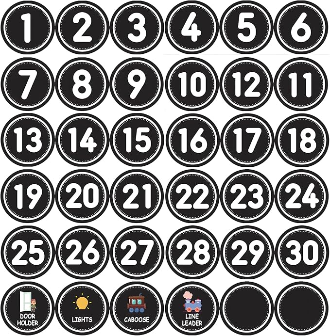 36PCS Number Spot Markers Stickers – 36PCS Number Stickers Classroom Decoration, Repositionable Vinyl Floor Numbers, Line Up Spots for Classroom Floor, Preschool, Daycare, PE, Activities (Black)