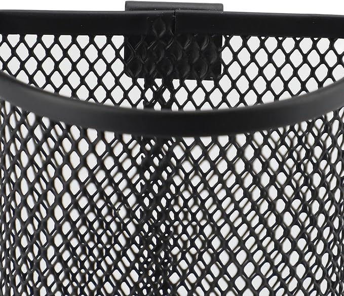 Hanging Pencil Holder Pen Holder Cup for Desk, Metal Hook Wall Mounted Pen Holder, Mesh Pencil Holder for Hanging on Wire Mesh Wall Grid Panel for Desk Office Pen Organizer,Black 9.5x8x5.5cm