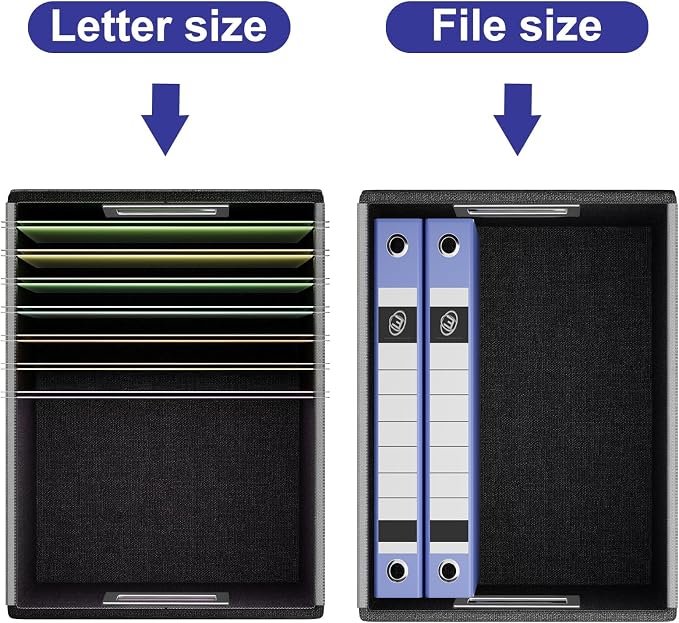 Portable Leather File Organizer Boxes with Lids, Collapsible File Folder Organizer Boxes, Decorative Small Filing File Cabinet for Home/Office, Easily Store Documents/Hanging File Folders