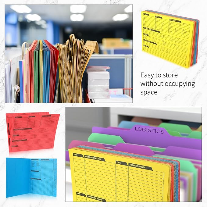 Yeaqee 50 Pcs Real Estate Listing Folder Pre Printed Right Panel List Durable Real Estate Agent Supplies Planner with Closing Checklist for Documents Organizing, 5 Colors