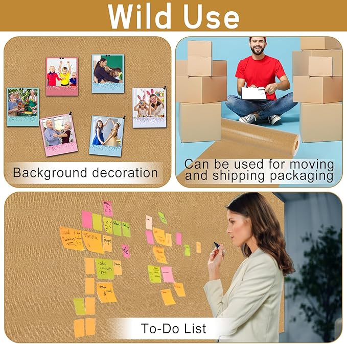 Burlap Bulletin Board Roll Brown Reusable Waterproof Erasable Bulletin Board Wrinkle Resistant Poster Non-Woven Fabric Bulletin Board Roll for Classroom Decor Wrap Crafts 15.55" x12ft