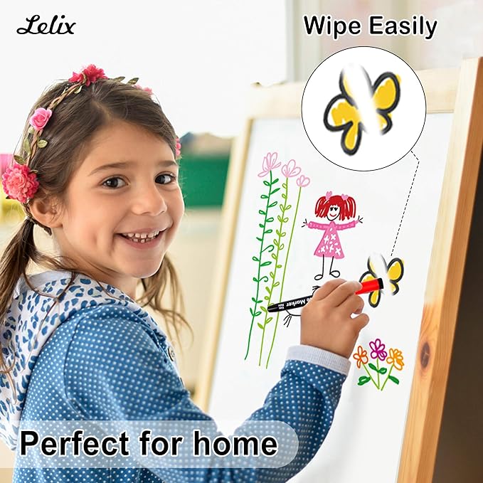 Lelix 15 Colors Dry Erase Markers, Magnetic Whiteboard Markers Fine Point with Eraser for Back to School, Office, Home Perfect for Writing on White Board, Dry Erase Board, Mirror, Glass
