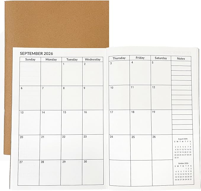 A5 Calendar Planner Jan 2026 - Dec 2027, Travelers Notebook Inserts for 2 Years, Monthly Calendar & Important Dates & Line & Dotted, 100gsm Paper, 8.3 x 5.5 in, 1pcs