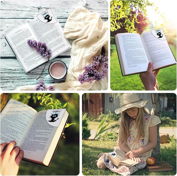 2 Pack Funny Cat hit by Lightning Leather Book Corner Bookmark, Durable Handmade Reading Accessories - Gifts for Readers, Women, Men, Teachers, Students