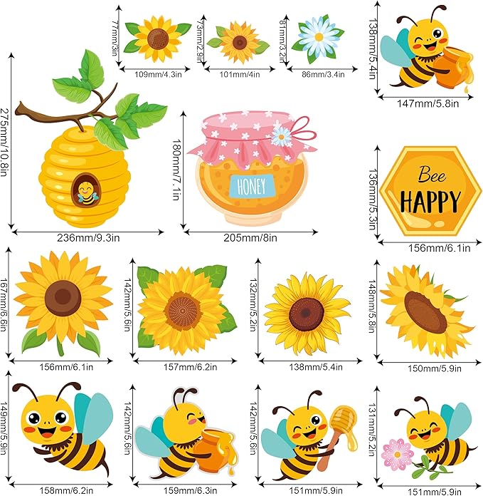 Sokfone Bee Bulletin Board Decor Set, Beneficial Habits Classroom Themes Decoration for Back School Teacher Student Door Wall Chalkboard Supplies