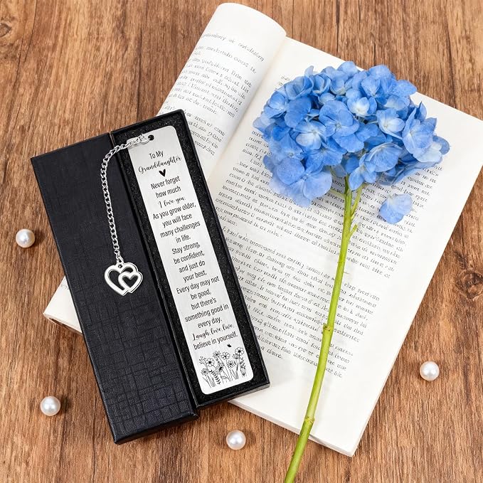 Granddaughter Bookmark Gifts from Grandparents - Inspirational Grand Daughter Gifts from Grandma Grandpa, Encouraging Graduation Christmas Birthday Going to College Present for Granddaughter