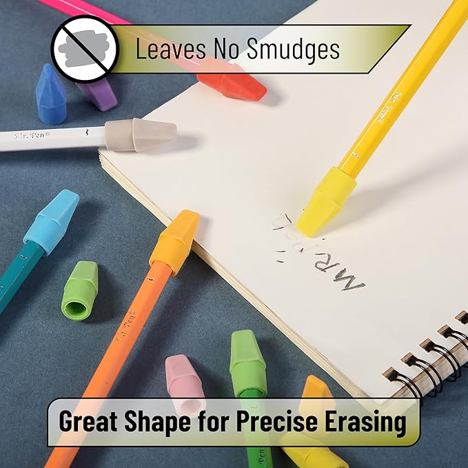 Mr. Pen- Pencil Erasers Toppers, 120 Pack, Colorful, Latex Free, No Smudge, Mr Pen Erasers for Pencils, Pencil Top Erasers, Eraser Caps, Eraser Tops