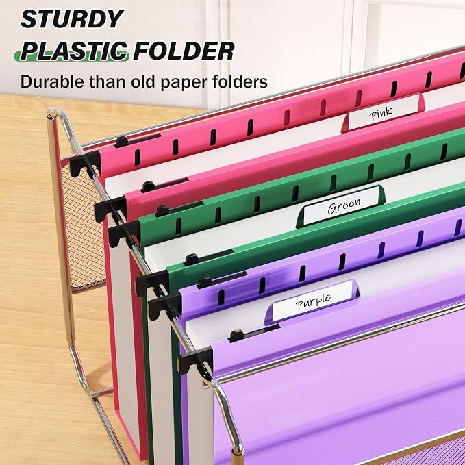Ansook Legal Size Hanging File Folders Extra Capacity, Heavy Duty 2" Expandable Hanging Folder with Tabs,12 Pack Plastic Legal Size File Folders, File Cabinet Folders for Hanging File Folder Organizer
