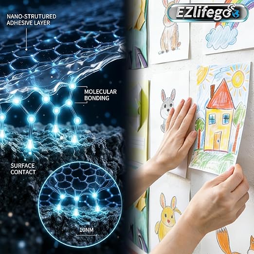 EZlifego Double Sided Tape Heavy Duty(Extra Large, Pack of 2, Total 396 Inch), Nano Double Sided Adhesive Tape, Clear Mounting Tape Picture Hanging Strips, Removable Wall Tape Sticky Poster Tape Decor