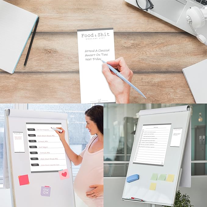 Magnetic Weekly Calendar, 3 PCS Dry Erase Weekly Planner, Notes, Grocery List & To Do List, Erasable Planner Organizer for Refrigerator, Family, Kitchen, Office, Classroom