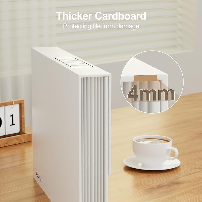 JiaWei Expanding File Folder with Pockets, White Accordian Filing Folder with 7 Pockets. A4 Letter Size Documents Organizer with Labels for Receipt and File Organizer.