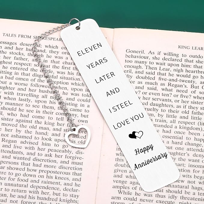 11 Year Anniversary Steel Gifts for Couple 11th Wedding Anniversary Day Gifts for Men Women Steel Gift for 11th Anniversarys Husband Gift from Wife 11th Anniversarys Bookmark Valentine Christmas