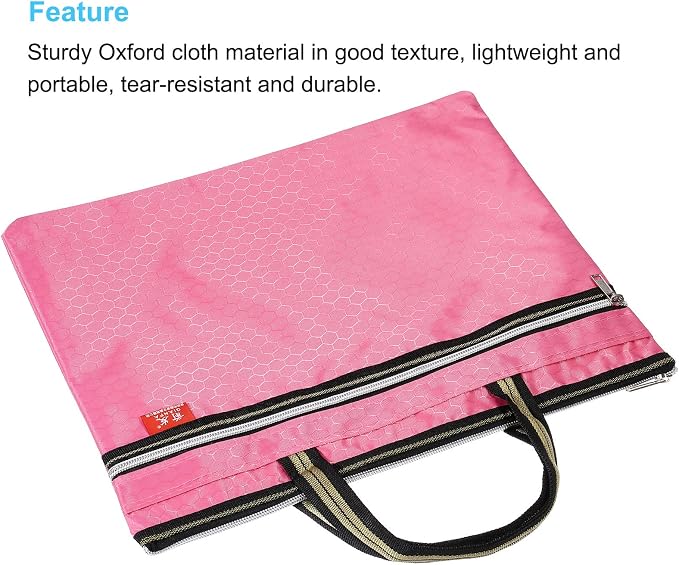 PATIKIL Waterproof Zipper File Bag, Documents Books Tools Storage Zip Pouch for Office Travel, Pink