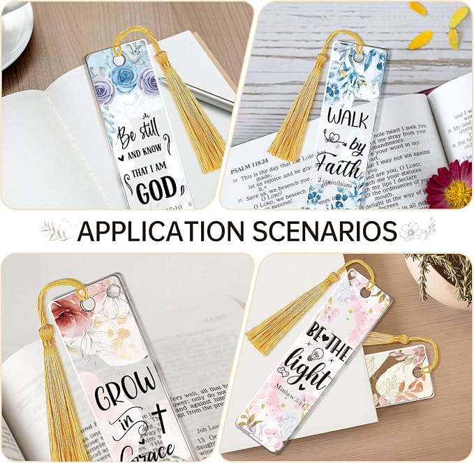 AFRITEE UV DTF Bookmark Wraps - 24 Sheets Pray More Worry Less Bible Verse Double Sided Uvdtf Sticker for Acrylic Bookmark Decor, Christian Motivational Quotes Tumbler Sticker Religious Gifts for Mom