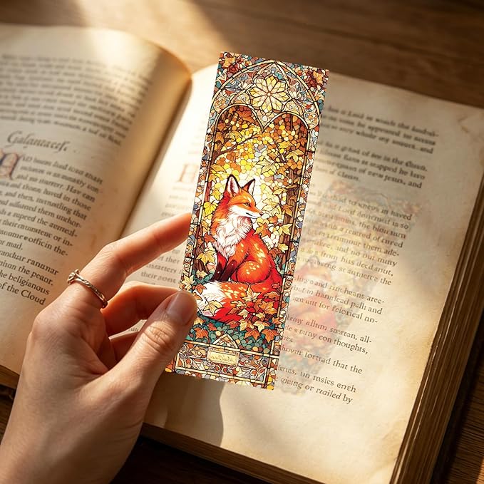 10 Pcs Stained Glass Animals Bookmarks, Fantasy Animals Transparent PVC Bookmark Bulk for Women Man, Cute Fox Cat Book Mark for Reading Lovers Accessories Gifts