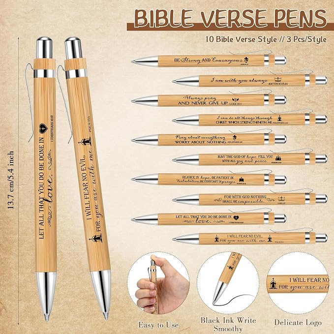 Feifeiya 30 Set Father's Day Church Gifts Bulk Bible Verse Pens with Scripture Bracelets & Religious Bookmarks, Fathers Day Christian Gifts for Men Dad Sunday School Study Bible Devotional Supplies
